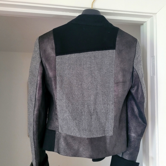 Akris Wool and Leather Moto Jacket Zipper sz 4 - Picture 6 of 13